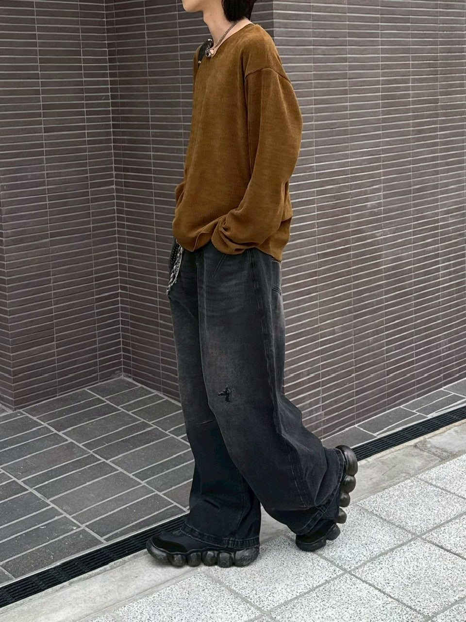 大阪店WEB限定受注制【Chikashitsu +】simple deck v neck knit / 【チカシツプラス】シンプルデッキブイネックニット (3color)