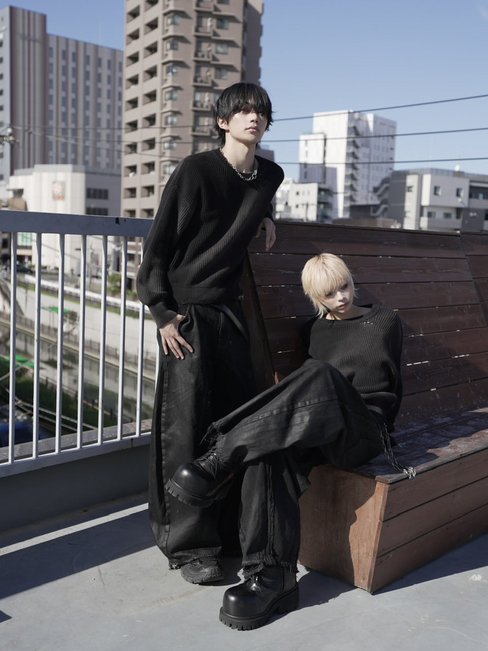 【CHIKASHITSU PLUS HIGH】Washed coating denim pants