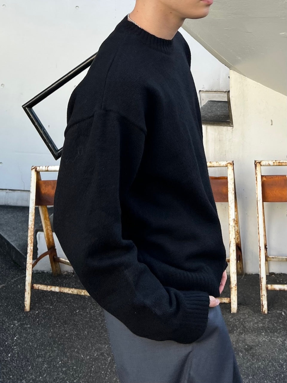 東京店WEB限定受注制【Chikashitsu +】soft touch crew neck knit / 【チカシツプラス】ソフトタッチクルーネックニット (6color)