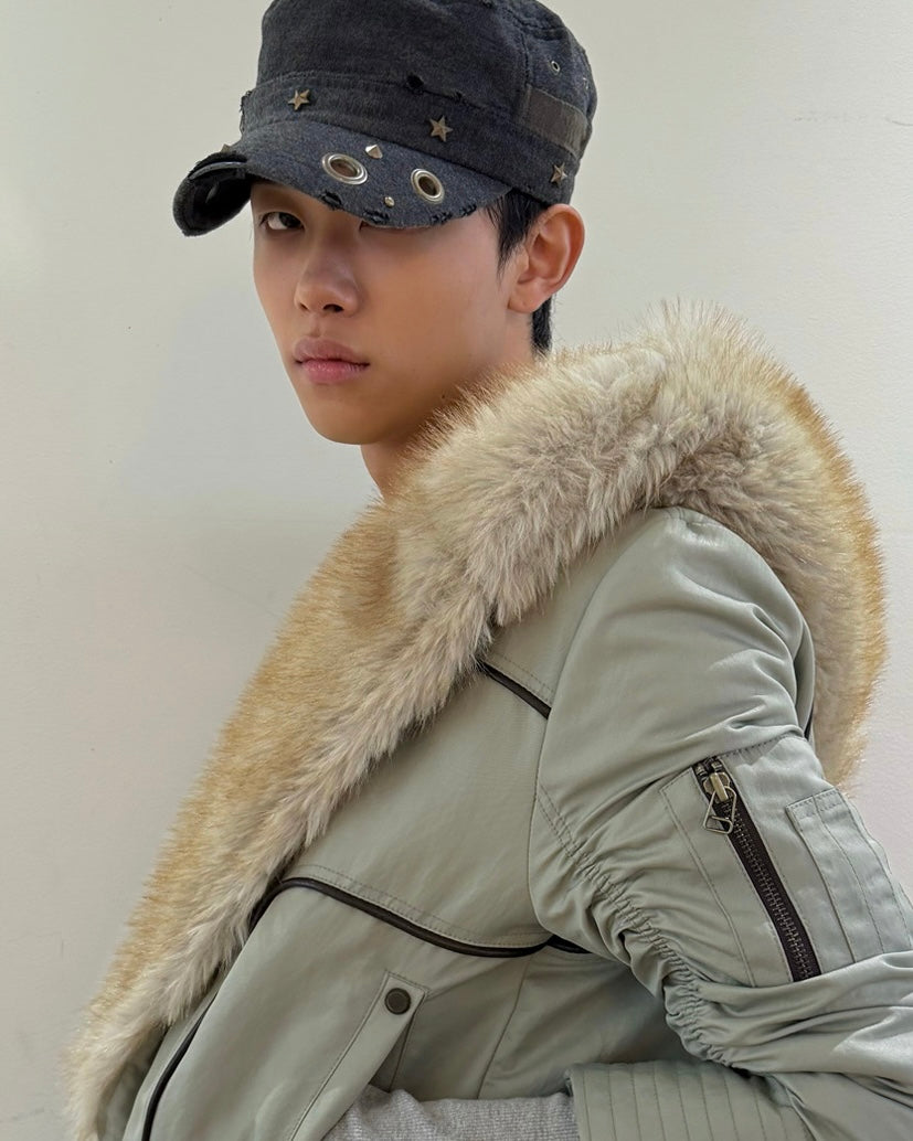 【LECYTO】Eyelet Distressed Patrol Cap