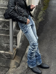 国際配送【RENOL】vintage washed knee pleat denim pants
