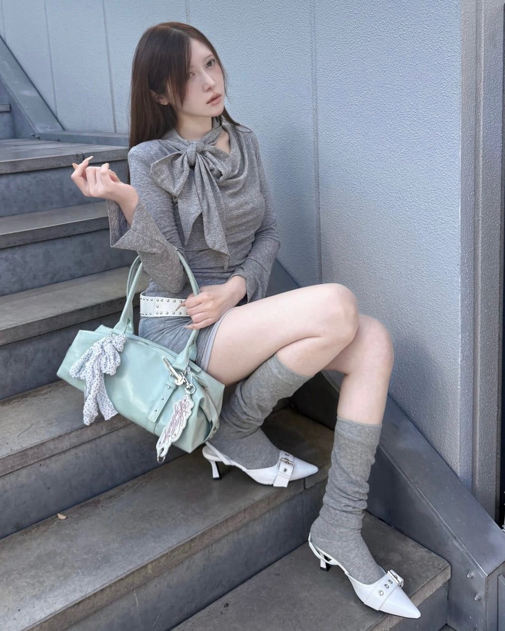 受注制【nmtc+】long tie drape tee (2color)
