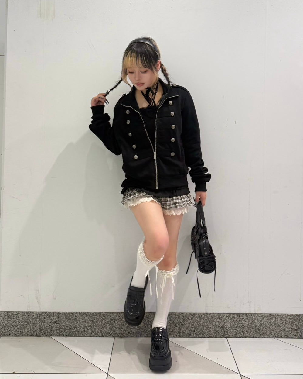 大阪店 WEB限定 受注制【Never mind the XU】Doll Check Layered Skirt