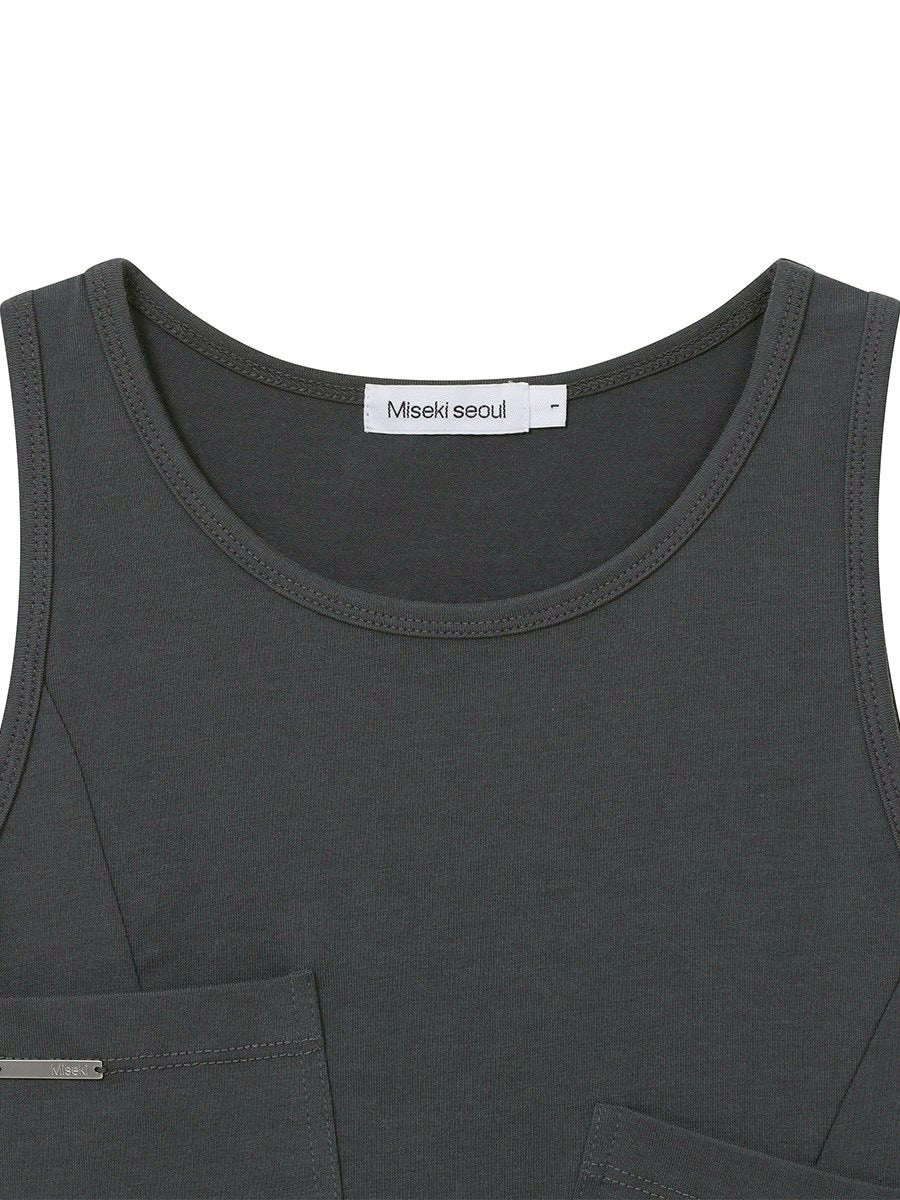 【Miseki seoul】Pocket pointed sleeveless
