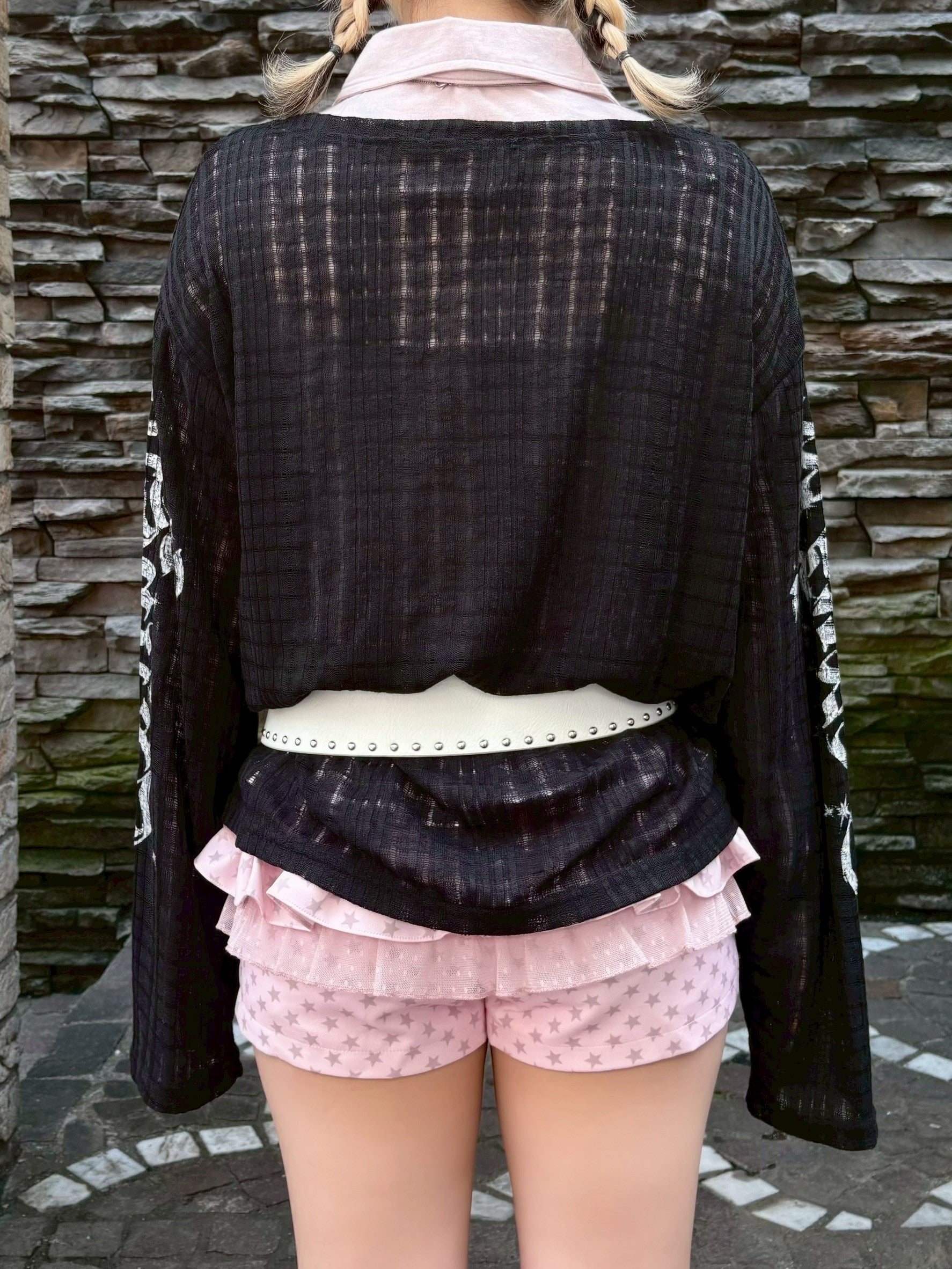 【BABY09】lettering see-through tops (2color)