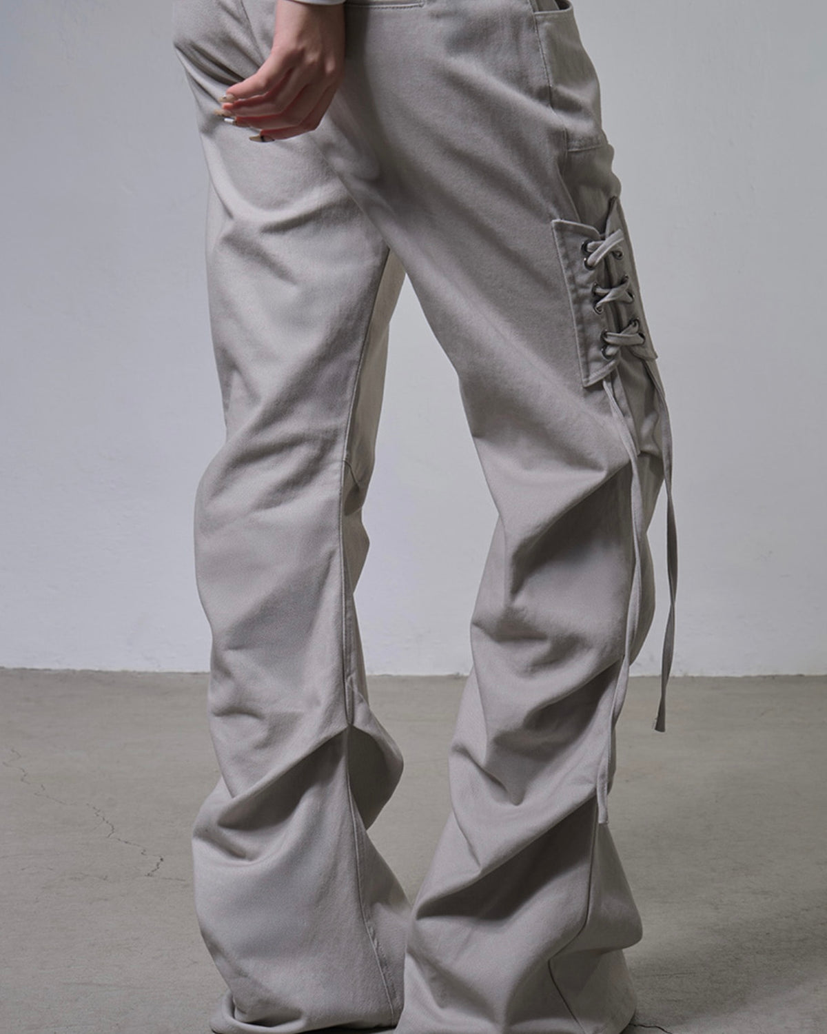 【FANCY CLUB】BELTED FLARE SHIRRING PANTS