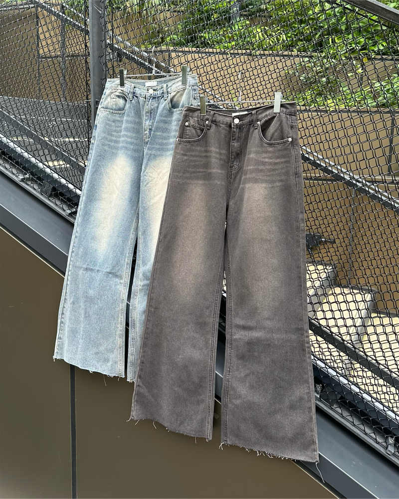 大阪店WEB限定受注制【Chikashitsu +】cutting bootcut denim pants (2color)