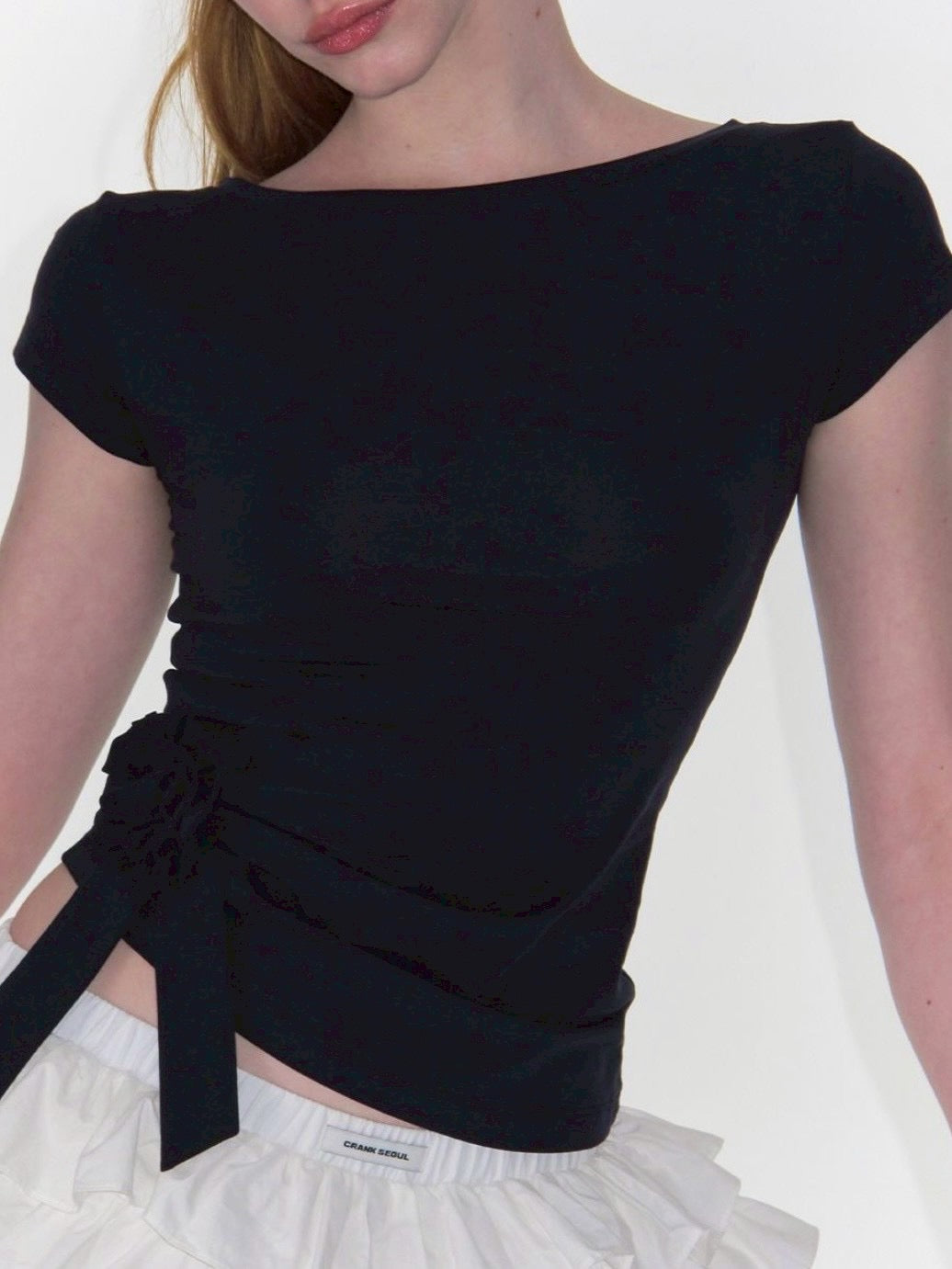 【CRANK】ROSETTE SHIRRING TOP