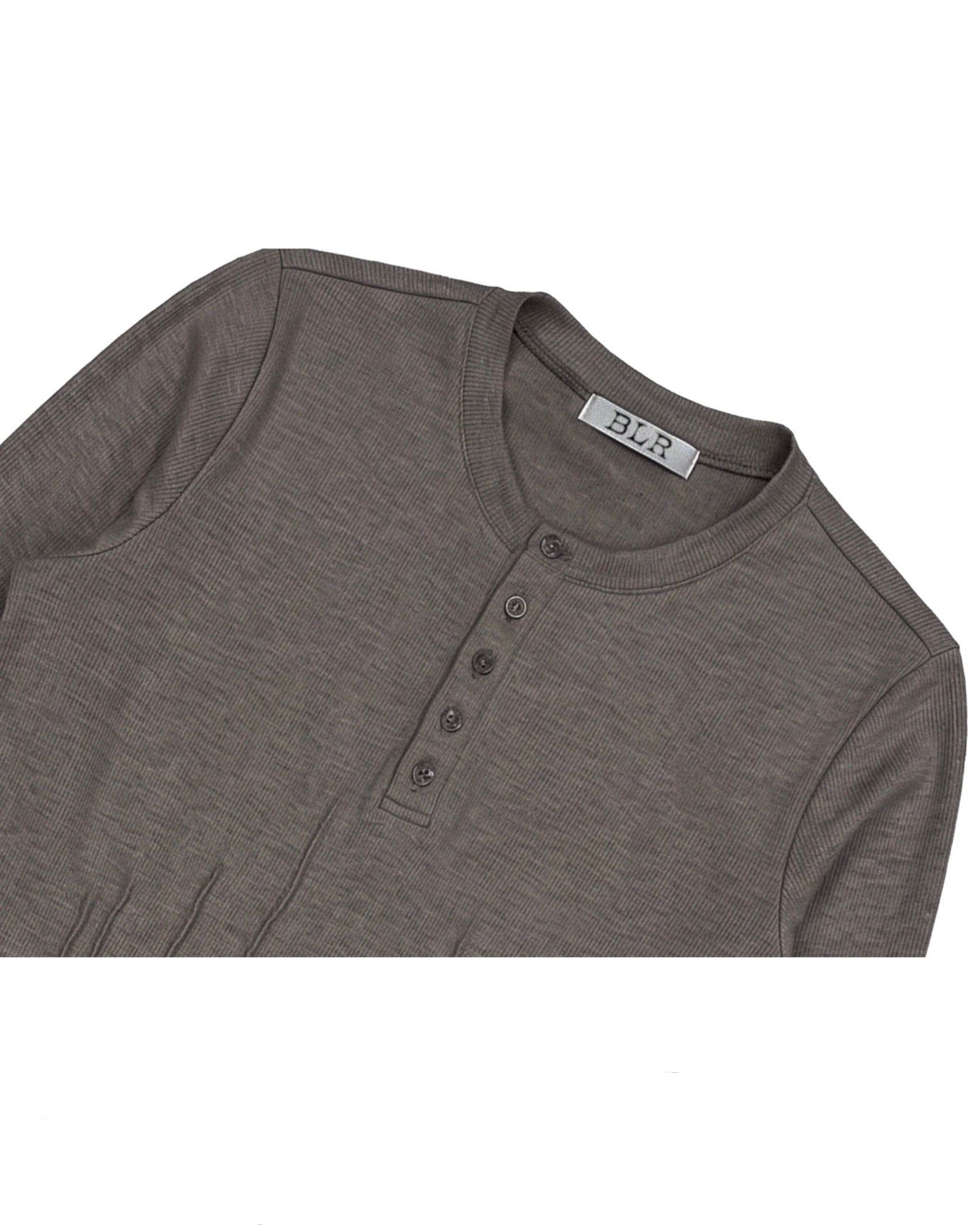 【BLR BLUER】Soft Pin-tuck Henley Long Sleeve