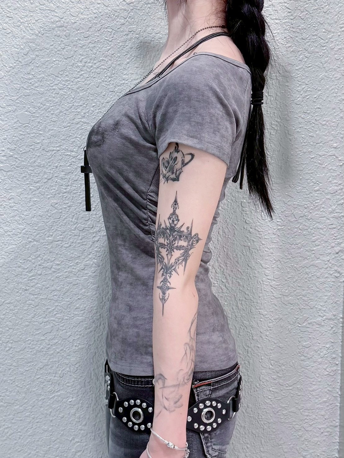 受注制【nmtc+】Ink Layered Halter Neck Tee (3color)