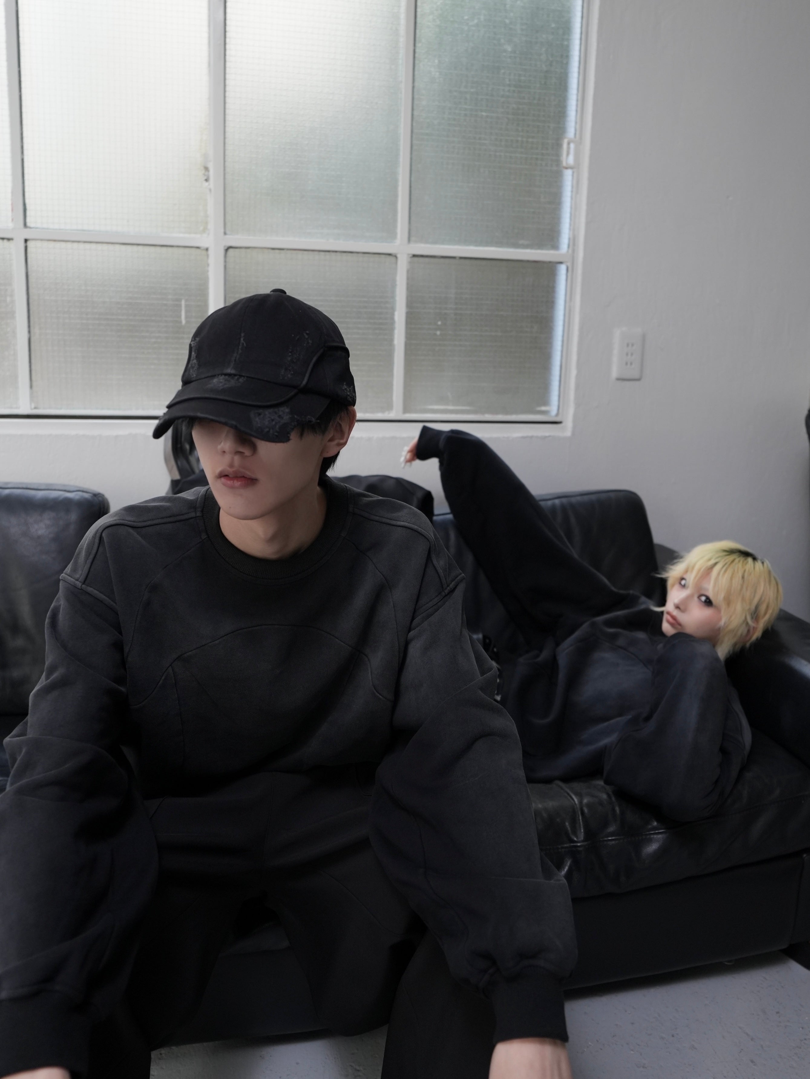 5/23 20:00発売【CHIKASHITSU PLUS HIGH】Arch washed denim cap (wash black)