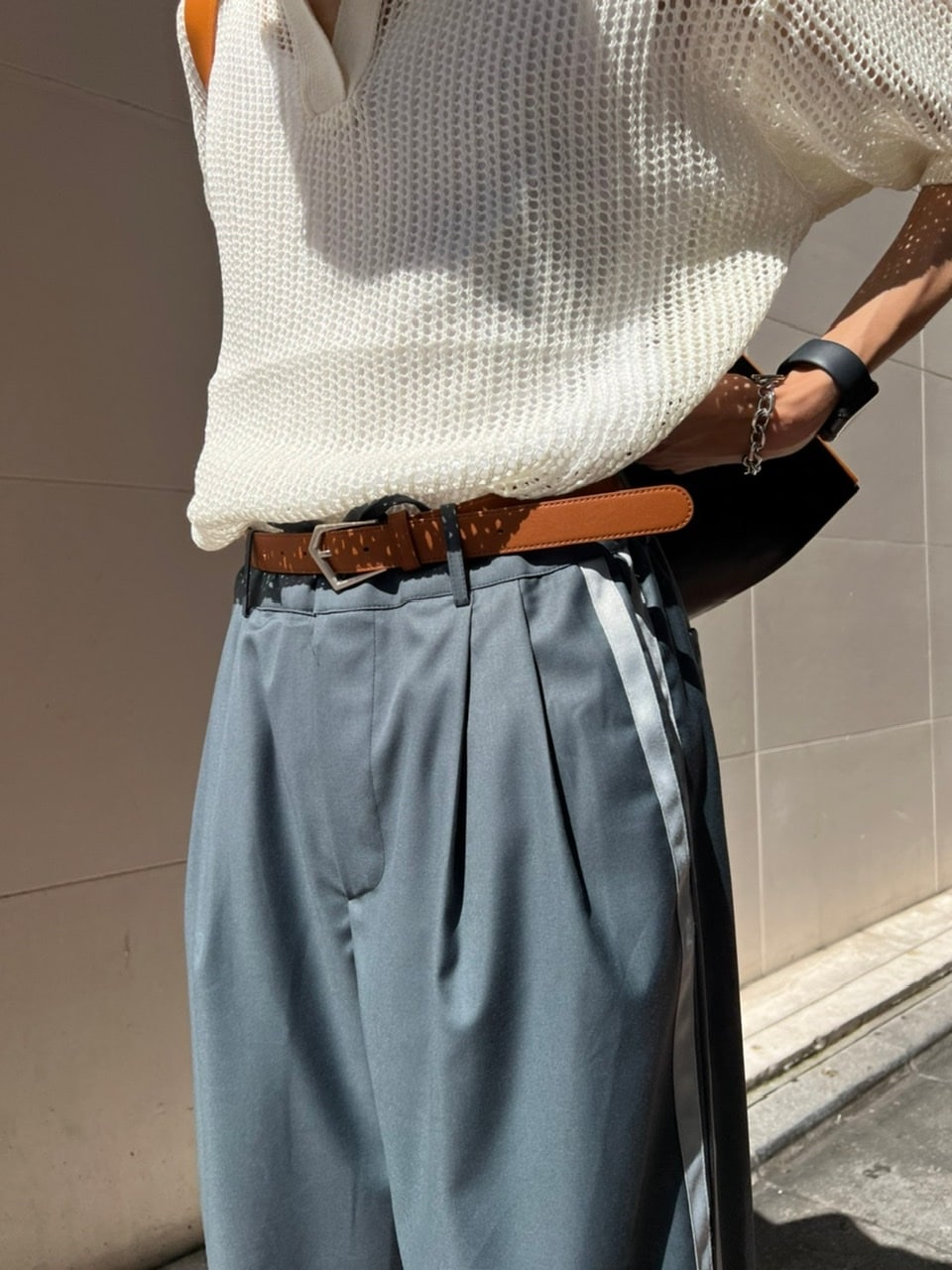 受注制【Chikashitsu +】side line slacks (3color)