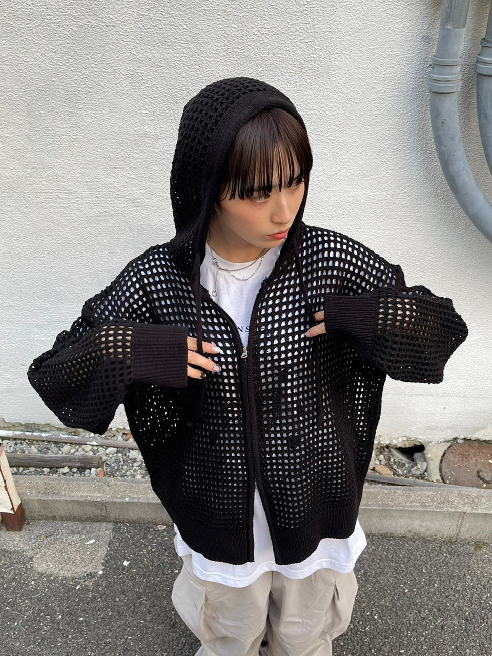 受注制【Chikashitsu +】mesh zip hoodie (5color) / 【チカシツプラス】メッシュ長袖ジップパーカー