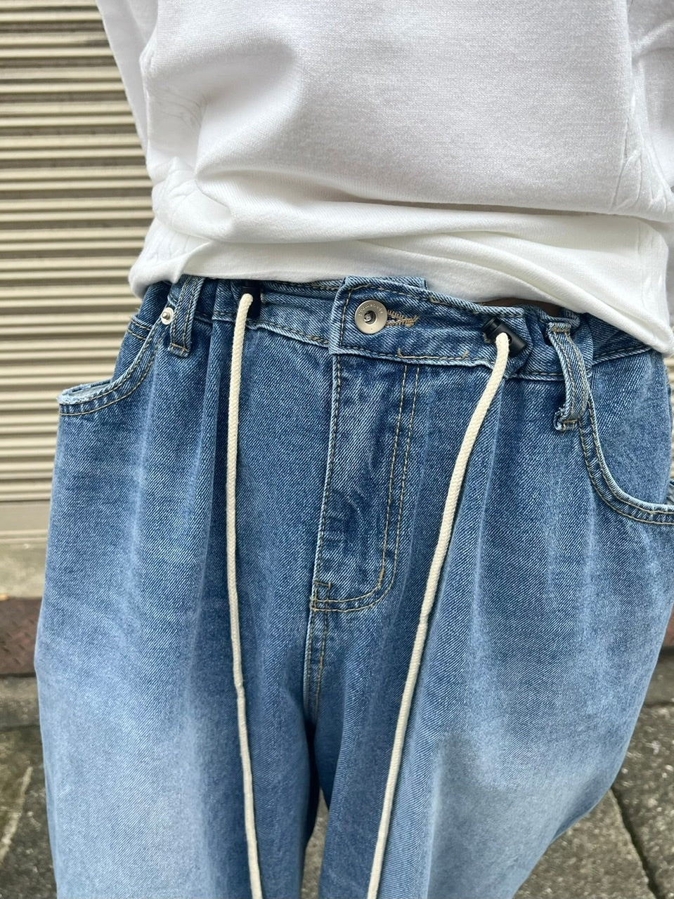 受注制【Chikashitsu +】rope wide denim pants (3color)