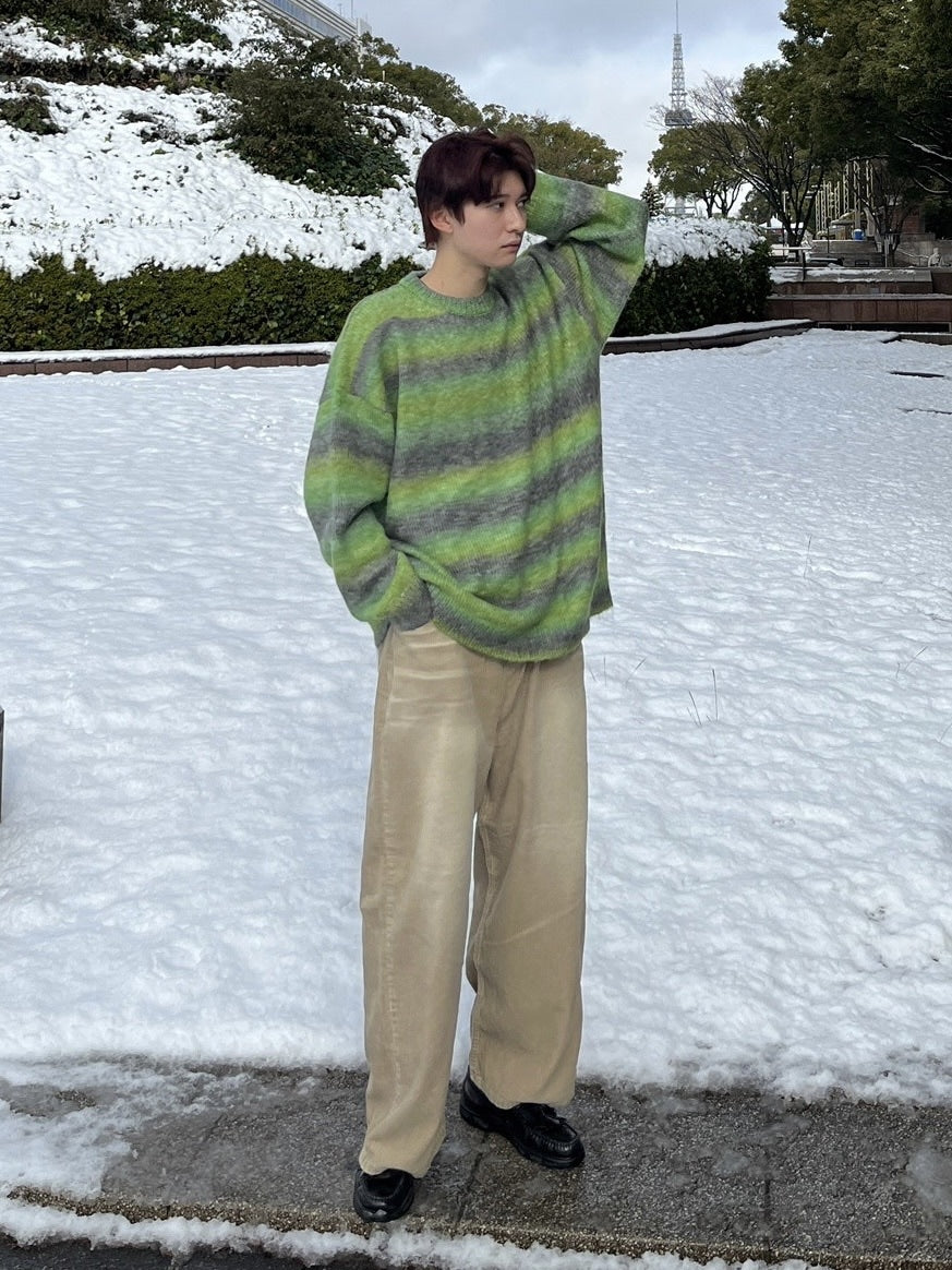 受注制【Chikashitsu +】vintage wash wide corduroy pants (2color)