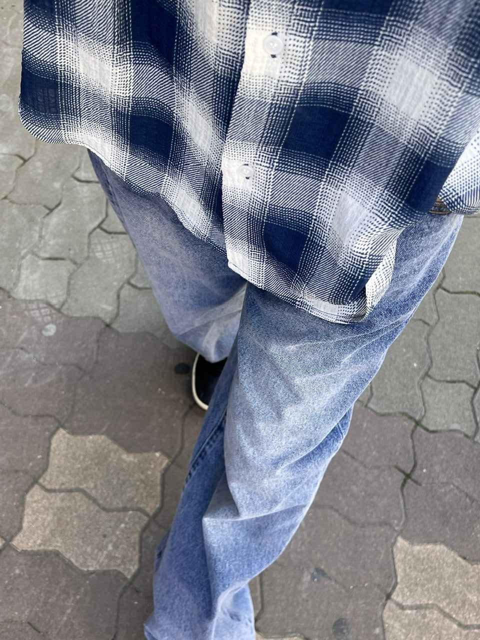 大阪店WEB限定受注制【Chikashitsu +】over fit shadow check shirt (3color)