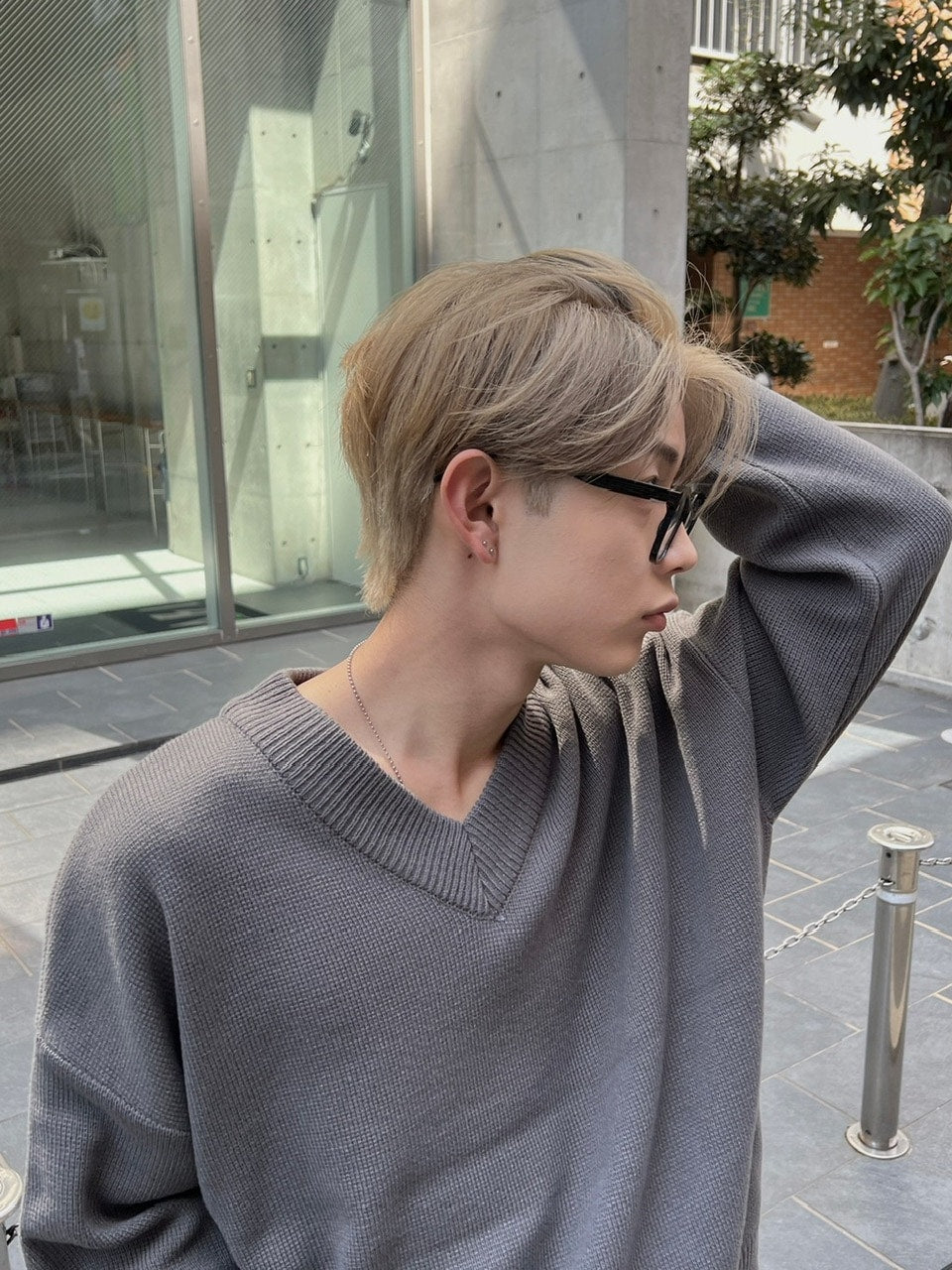 大阪店WEB限定【Chikashitsu +】basic v neck knit (4color)