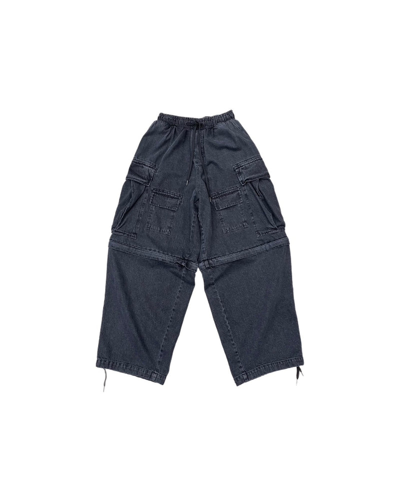 受注制【Chikashitsu +】2way heavy pocket denim cargo pants (2color)