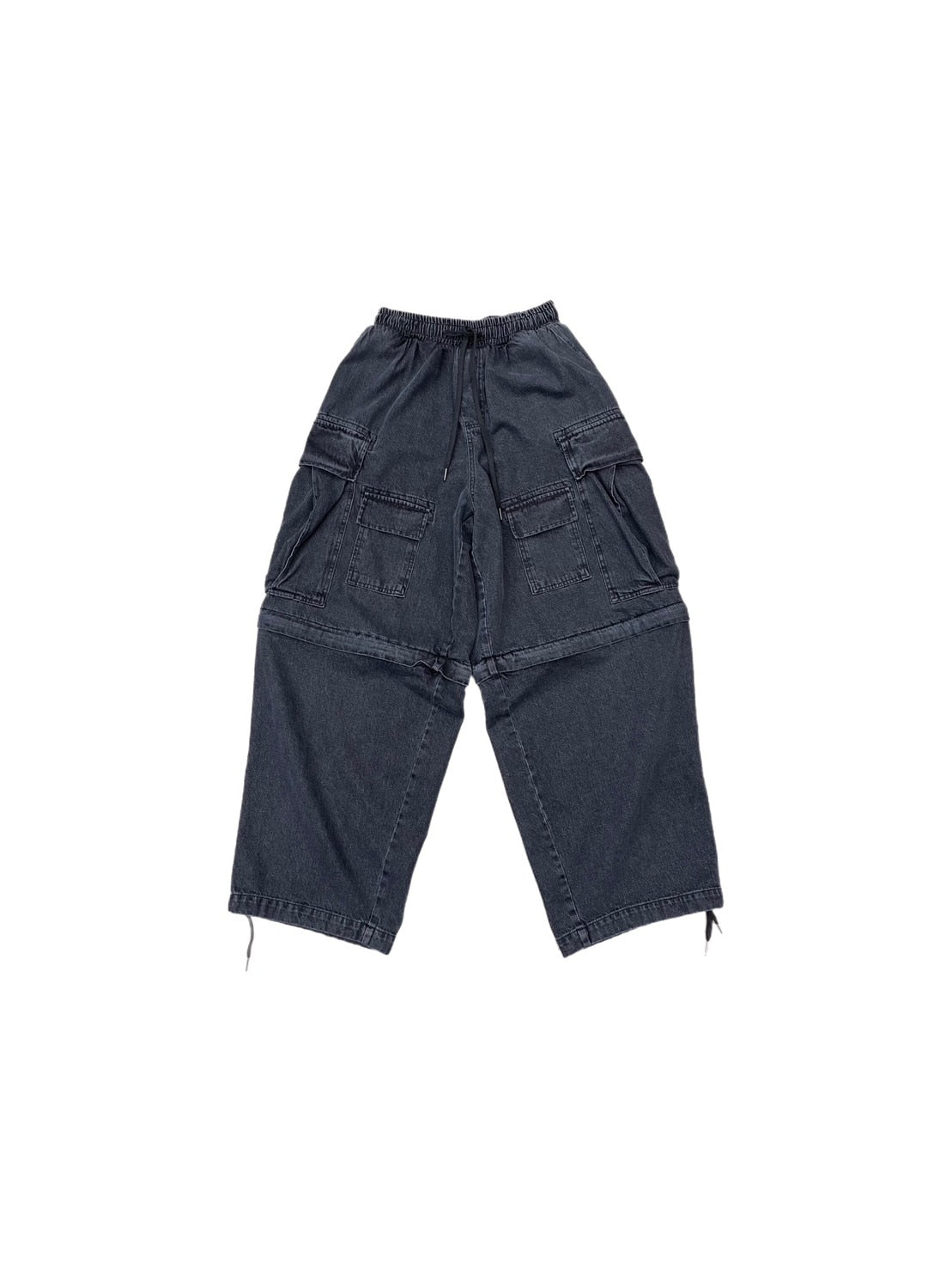 受注制【Chikashitsu +】2way heavy pocket denim cargo pants (2color)