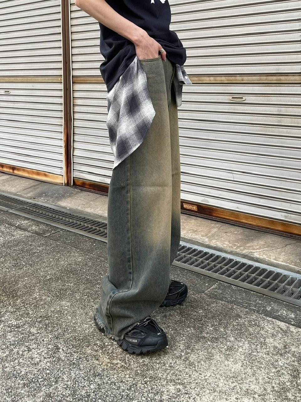 受注制【Chikashitsu +】vintage faded wash denim pants