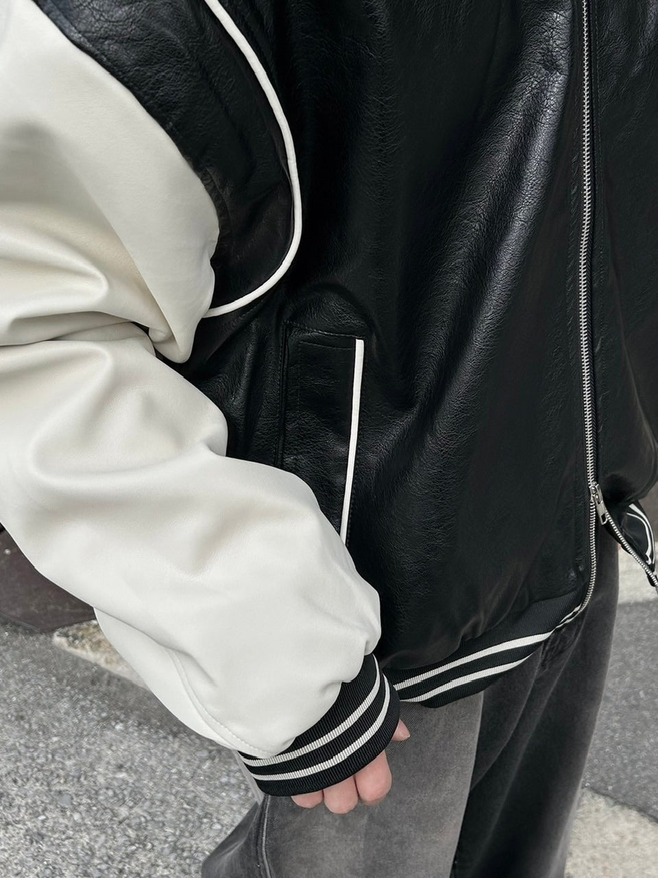 受注制【Chikashitsu +】leather piping jacket (2color)