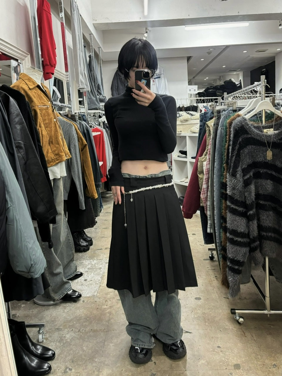受注制【Chikashitsu +】pleats midi skirt (3color)