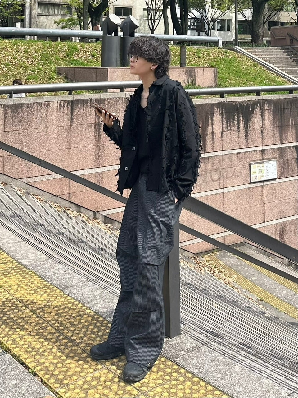 受注制【Chikashitsu +】snap button hickory stripe pants / 【チカシツプラス】スナップボタンヒッコリーストライプデニムパンツ