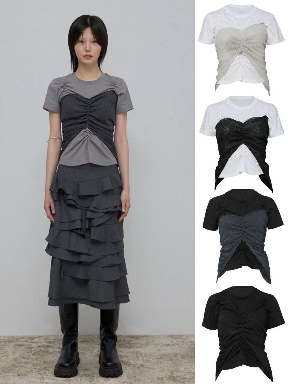 【FLAREUP】Bustier Layered T-Shirt