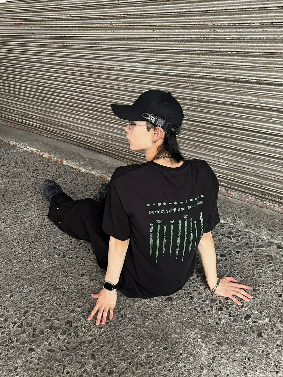 受注制【Chikashitsu +】nail back print t-shirt (3color)