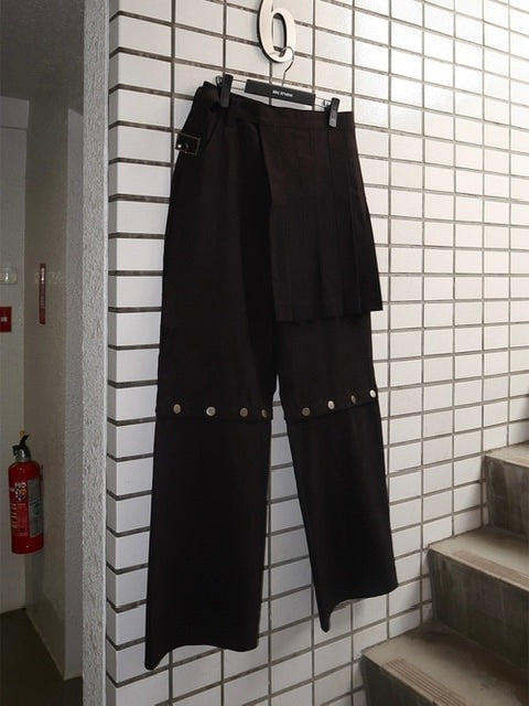 【ESC STUDIO】skirt layered snap pants