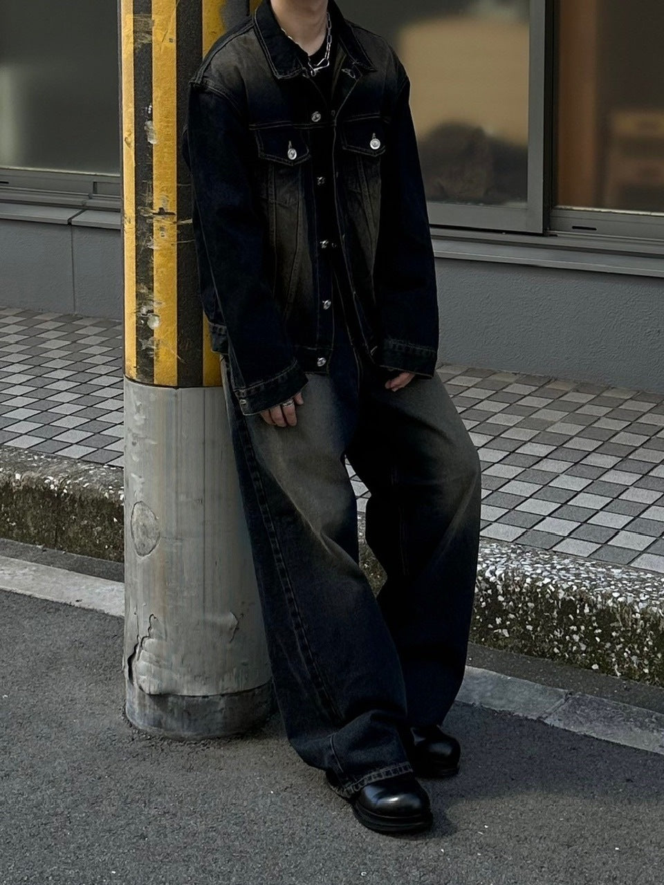 受注制【Chikashitsu +】vintage wash denim jacket 2 (2color)