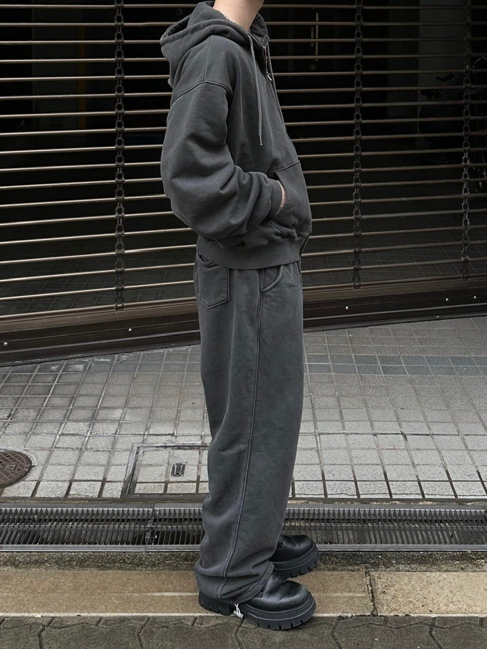 受注制【Chikashitsu +】unisex pigment wash string sweat pants (4color)