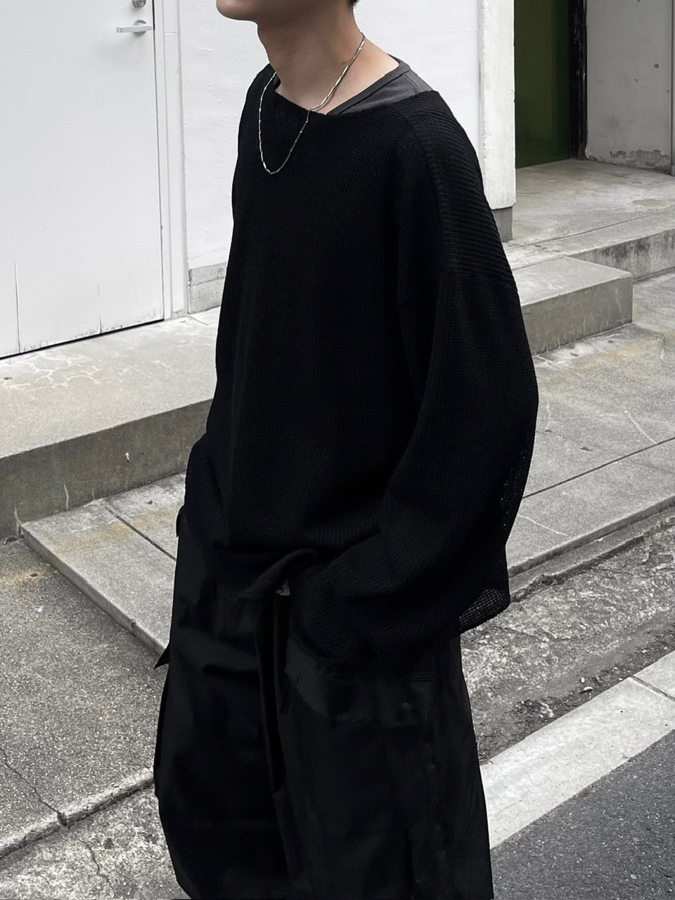 受注制【Chikashitsu +】wide neck light knit (4color)