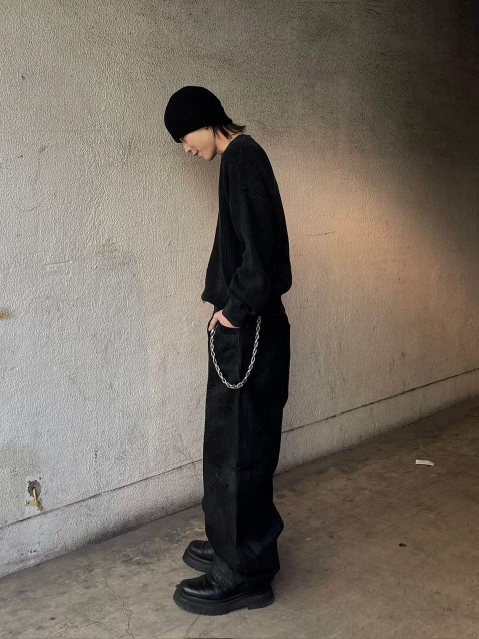 【Chikashitsu +】vintage wash damage knit (3color) / 【チカシツプラス】ビンテージウォッシュダメージ長袖ニット