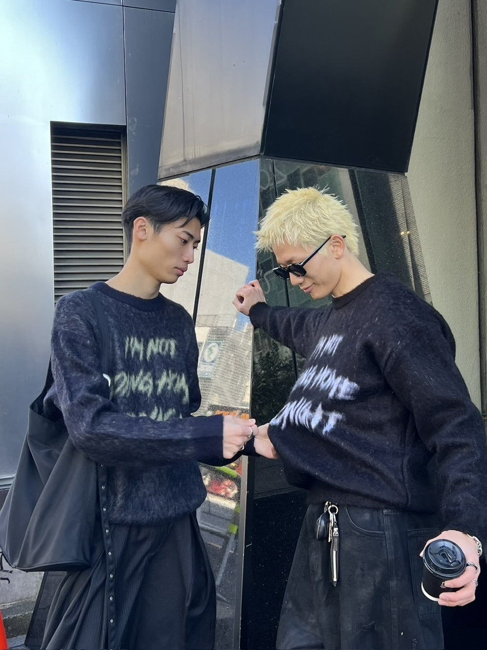 受注制【Chikashitsu +】unisex slogan knit (4color)