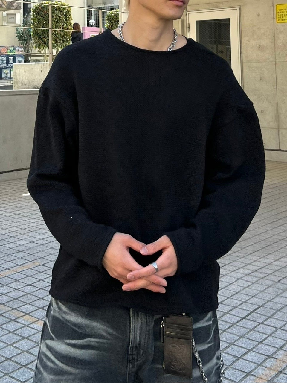 受注制【Chikashitsu +】loose fit round knit (4color)