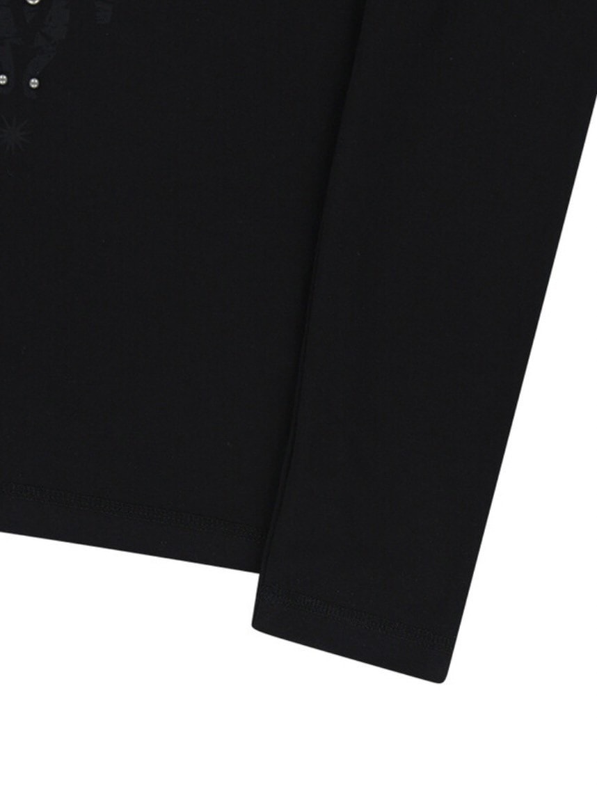 【AAKAM】Studded Leaf Hooded Long Sleeve