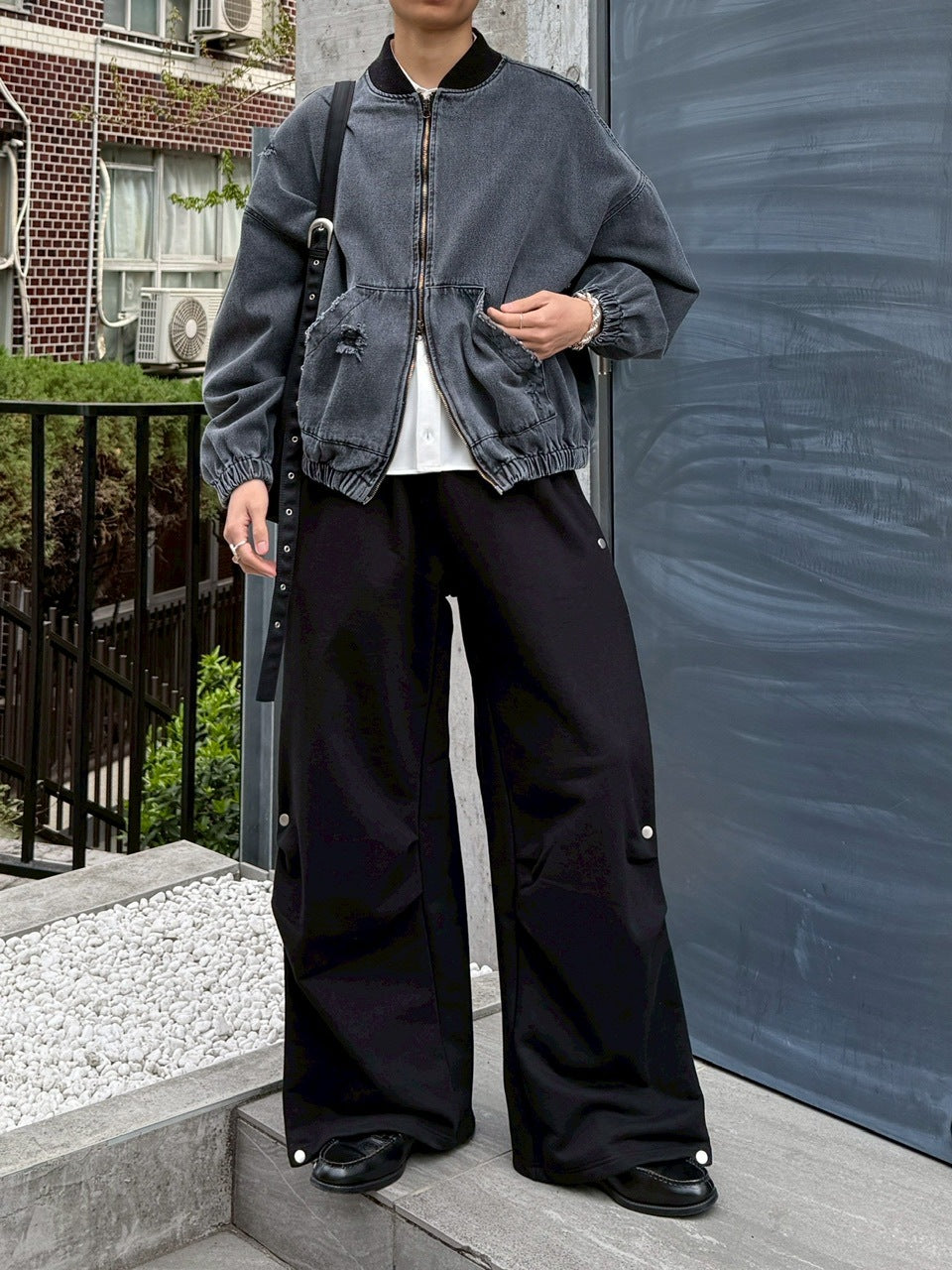 【Chikashitsu +】denim flight bomber jacket (2color)