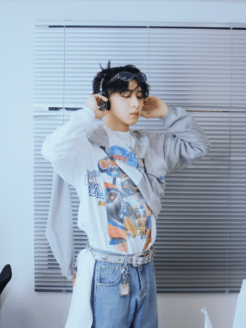 【Re +】cutting switch long sleeve (white)