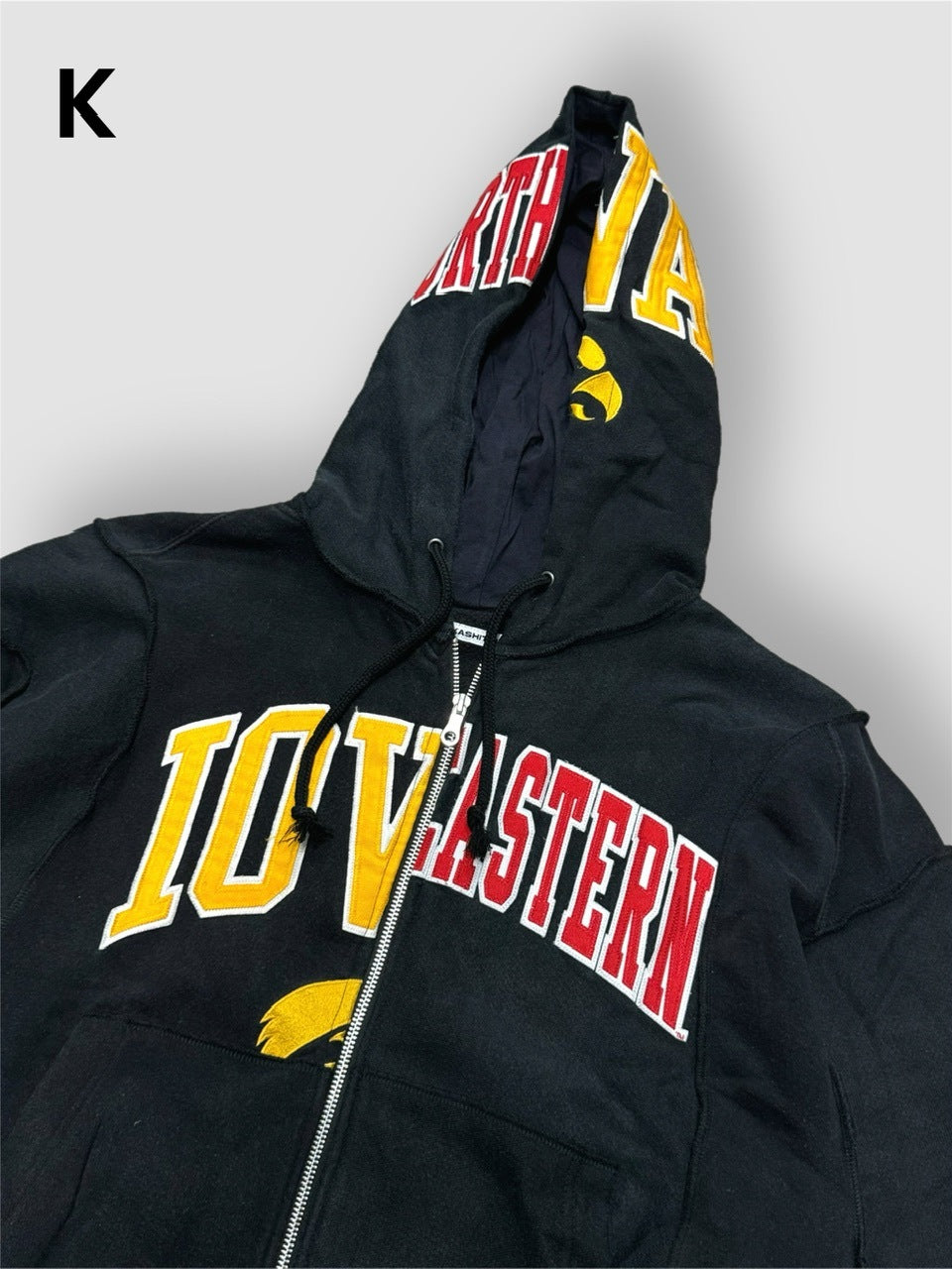 【Re +】double zip cutting switch hoodie (black)