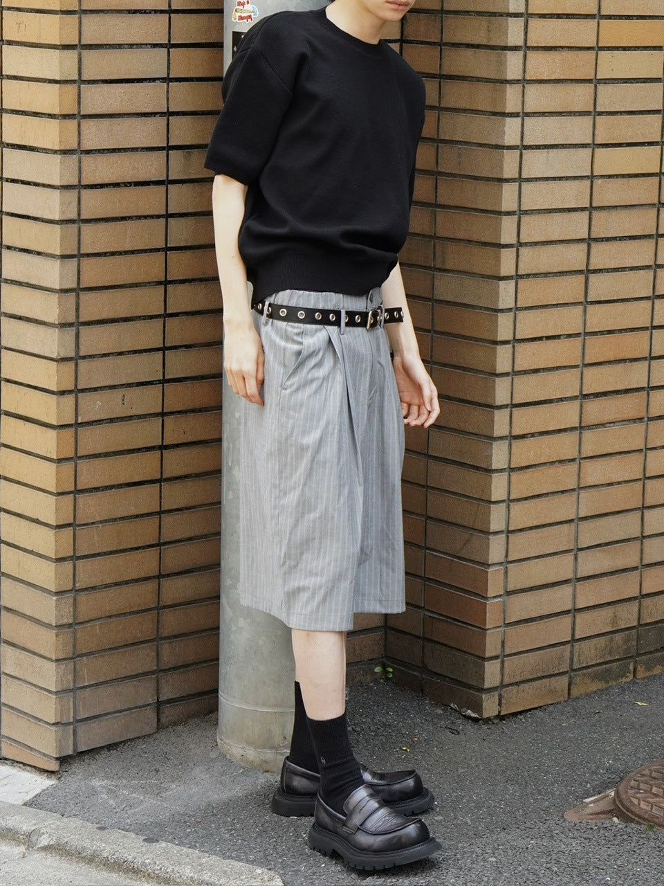 東京店WEB限定受注制【Chikashitsu +】stripe bermuda pants (2color)