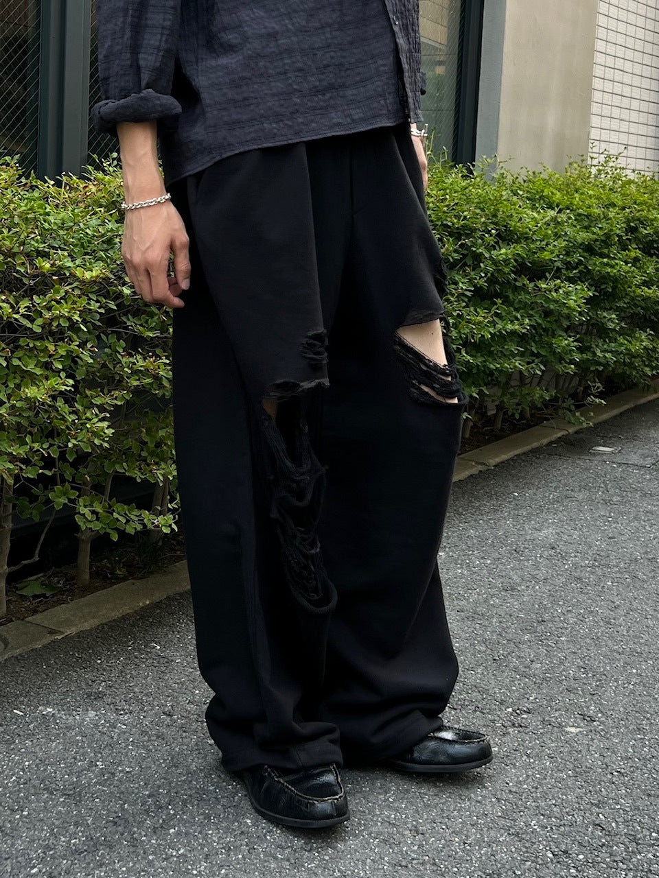 受注制【Chikashitsu +】full length crash sweat pants / 【チカシツプラス】フルレングスクラッシュスウェットパンツ (2color)