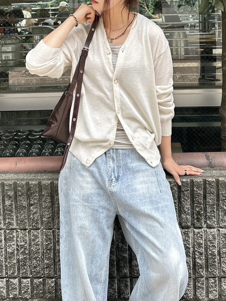 東京店WEB限定【Chikashitsu +】cropped linen knit cardigan / 【チカシツプラス】クロップドリネンニットカーディガン (3color)