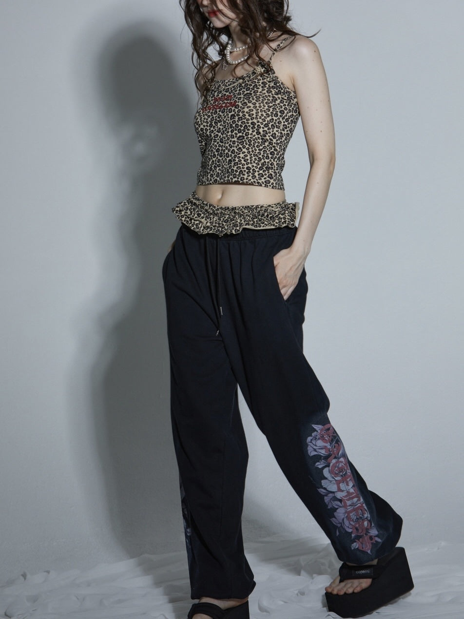 【GATELESS】 LEOPARD LOGO FRILL CAMISOLE / 【ゲートレス】レオパードロゴフリルキャミソール