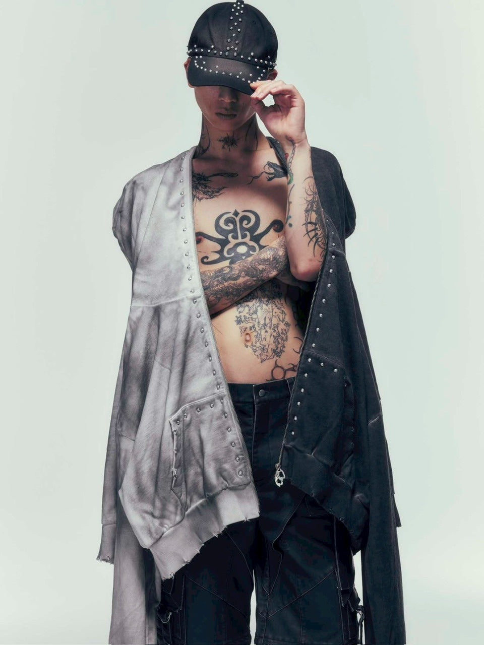 【DIG YOUR OWN GRAVE】FULLZIP STUDDED HOODIE /【ディグユアオウングレイブ】スタッズフルジップアップパーカー