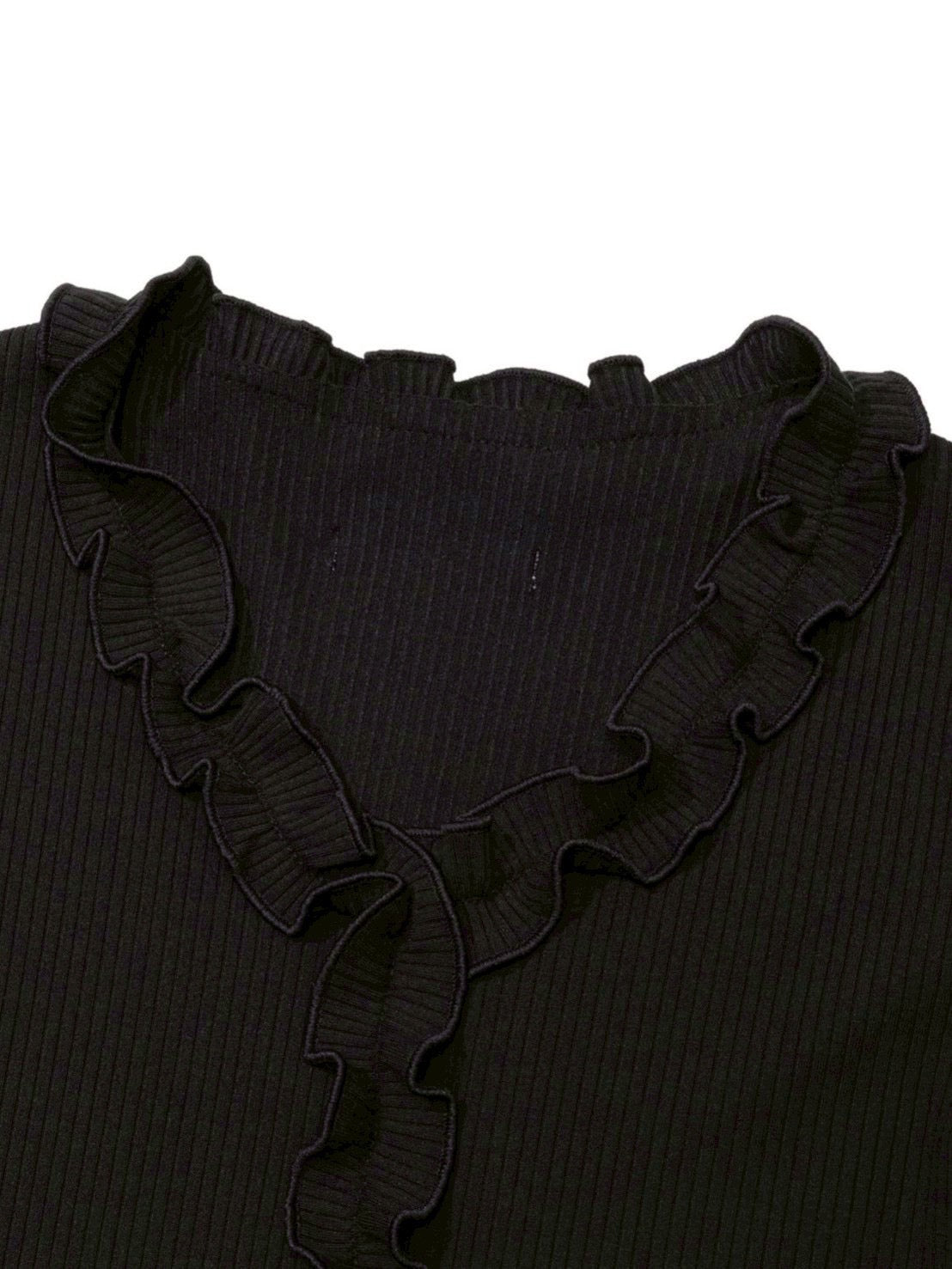12/21 20:00 再販【Uglyshadow】RUFFLE RIBBED T-SHIRT