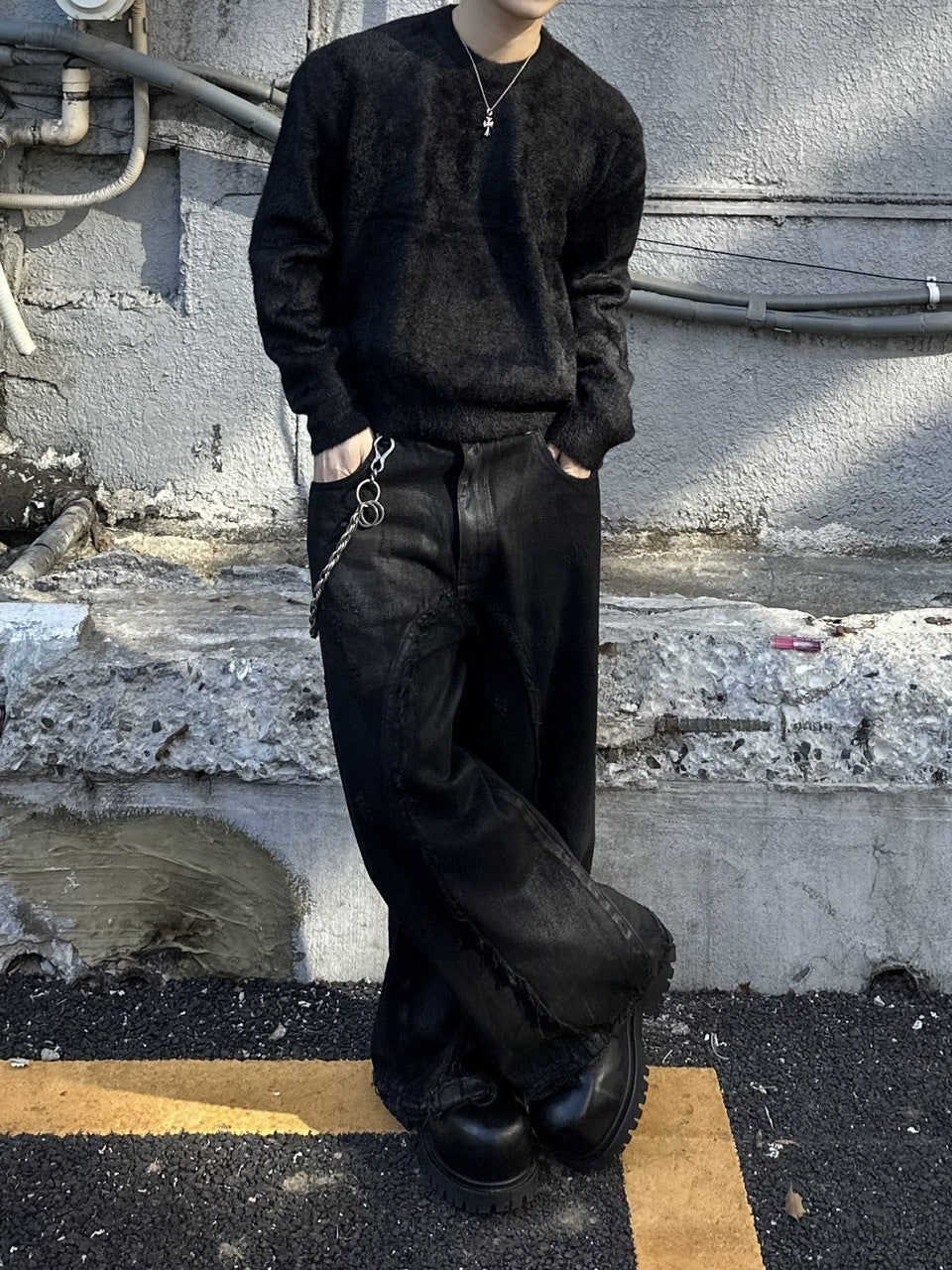 大阪店WEB限定受注制【Chikashitsu +】cropped hairy knit / 【チカシツプラス】クロップドヘアリーニット (3color)