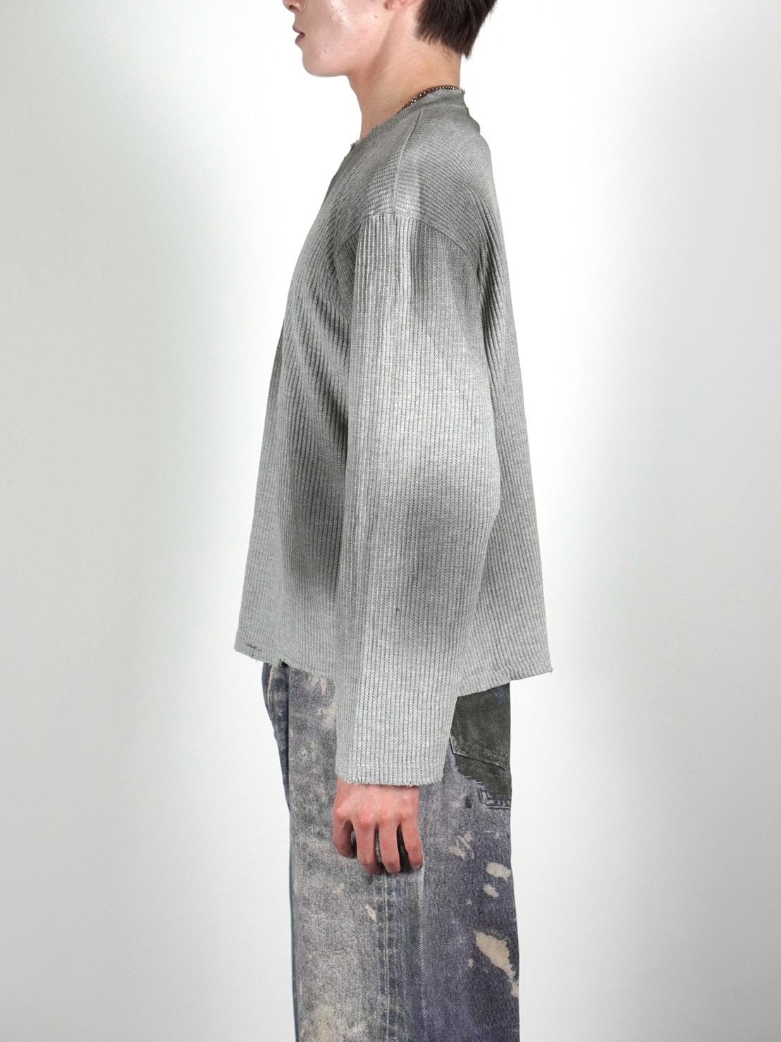受注制【Chikashitsu +】washed waffle long sleeve (2color)