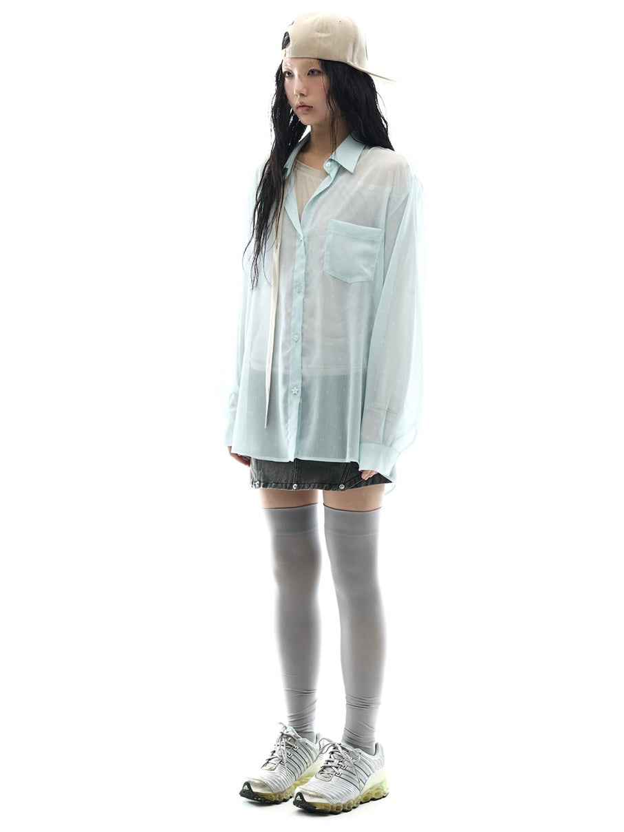 【OJOS】Graphic Sheer Shirts