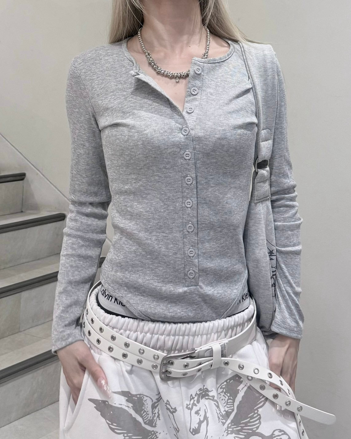 受注制【nmtc+】button slim fit body suit (2color)